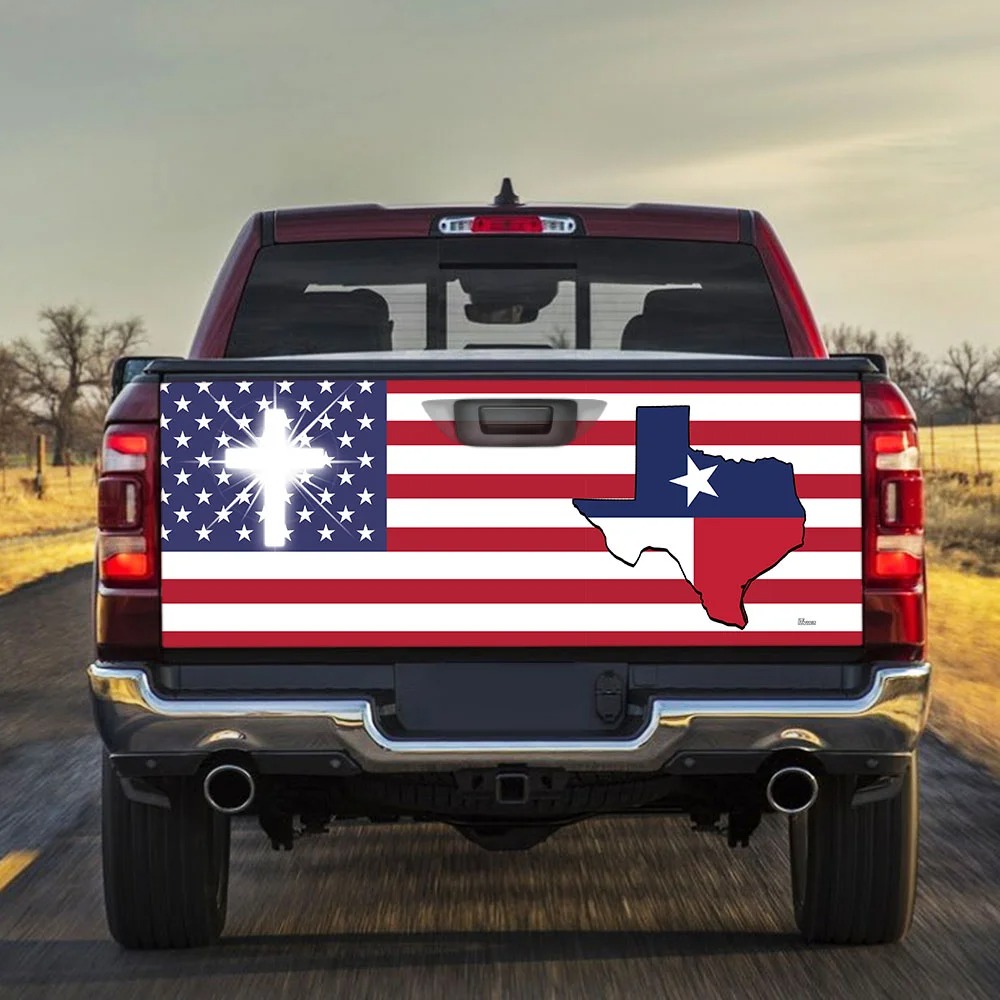 God Bless Texas flag Truck Tailgate Decal