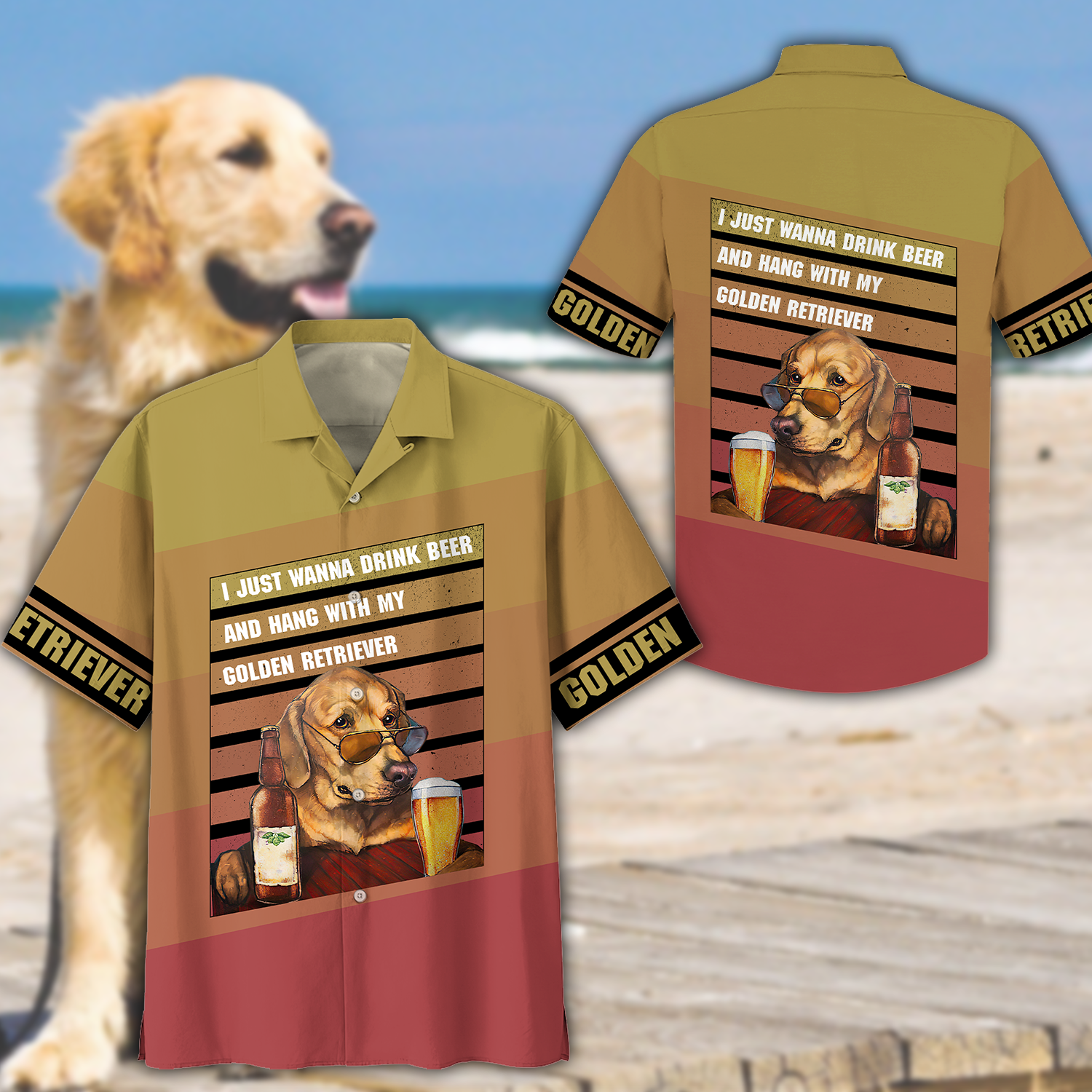 I Just Wanna Brink Beer And Hang With My Golden Retriever Shirt 3 I Just Wanna Brink Beer And Hang With My Golden Betriever Hawaiian Shirt And Short1