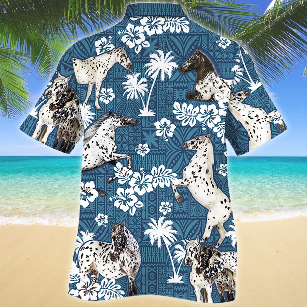 Appaloosa Horse Blue Tribal Hawaiian Shirt 3 Appaloosa Horse Blue Tribal Pattern Hawaiian Shirt1