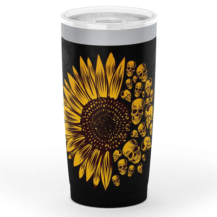 Sunflower Skulls Steel Tumbler 5 Sunflower Skulls Steel Tumbler