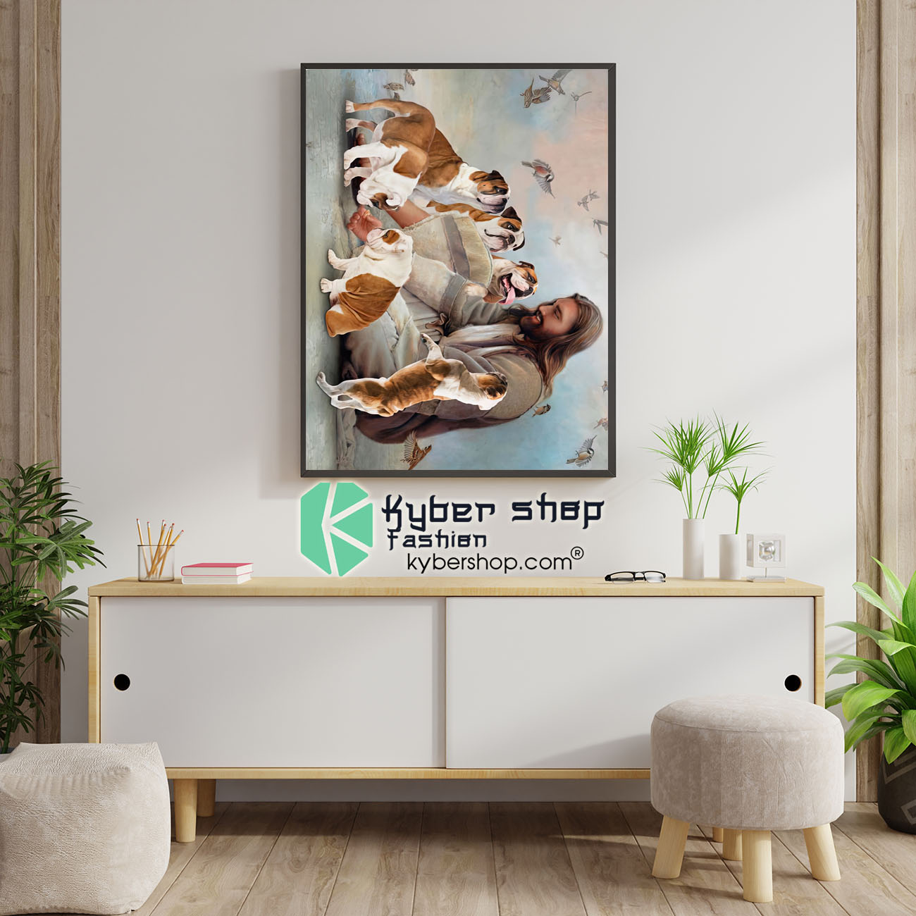 God surrounded by E Bulldog angels Gift for u Poster 1