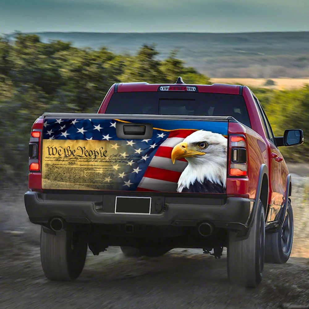 Patriotic Eagle Truck Tailgate Decal Sticker Wrap1