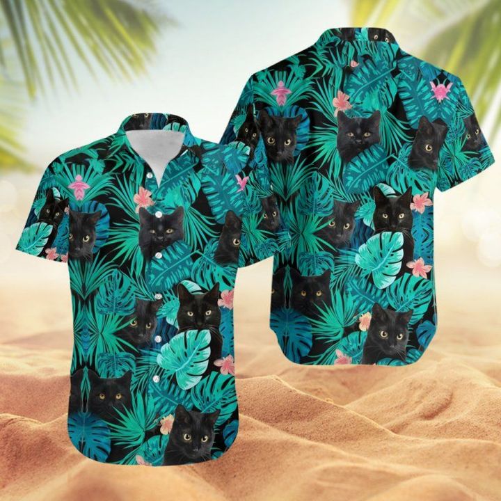 Black Cat Hawaiian Shirt And Short 2 Black Cat Hawaiian Shirt And Short