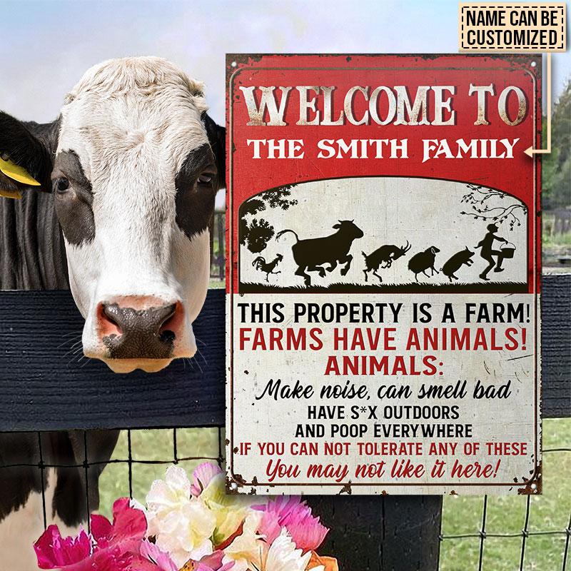 Cow Welcome To The Smith Family This Property Is A Farm Metal Signs