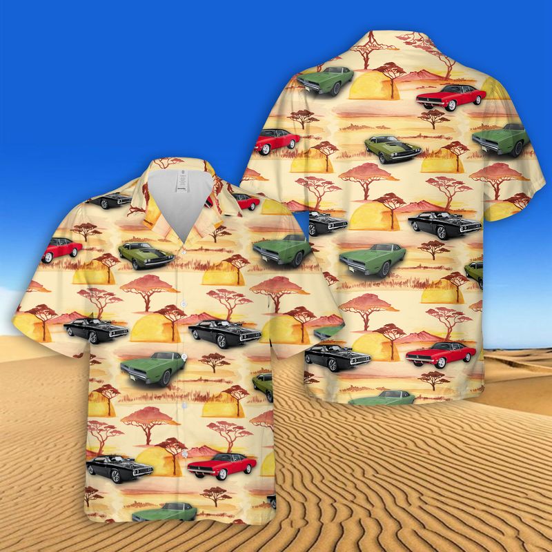 17 Dodge Charger Hawaiian Shirt And Short 1