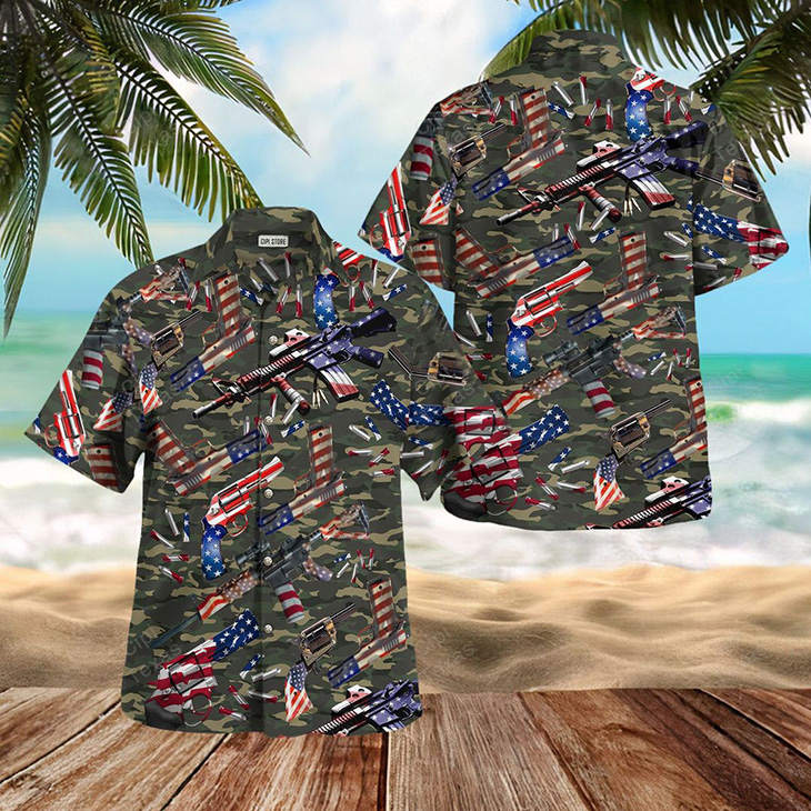 Camouflage Gun USA Pattern Hawaiian Shirt3