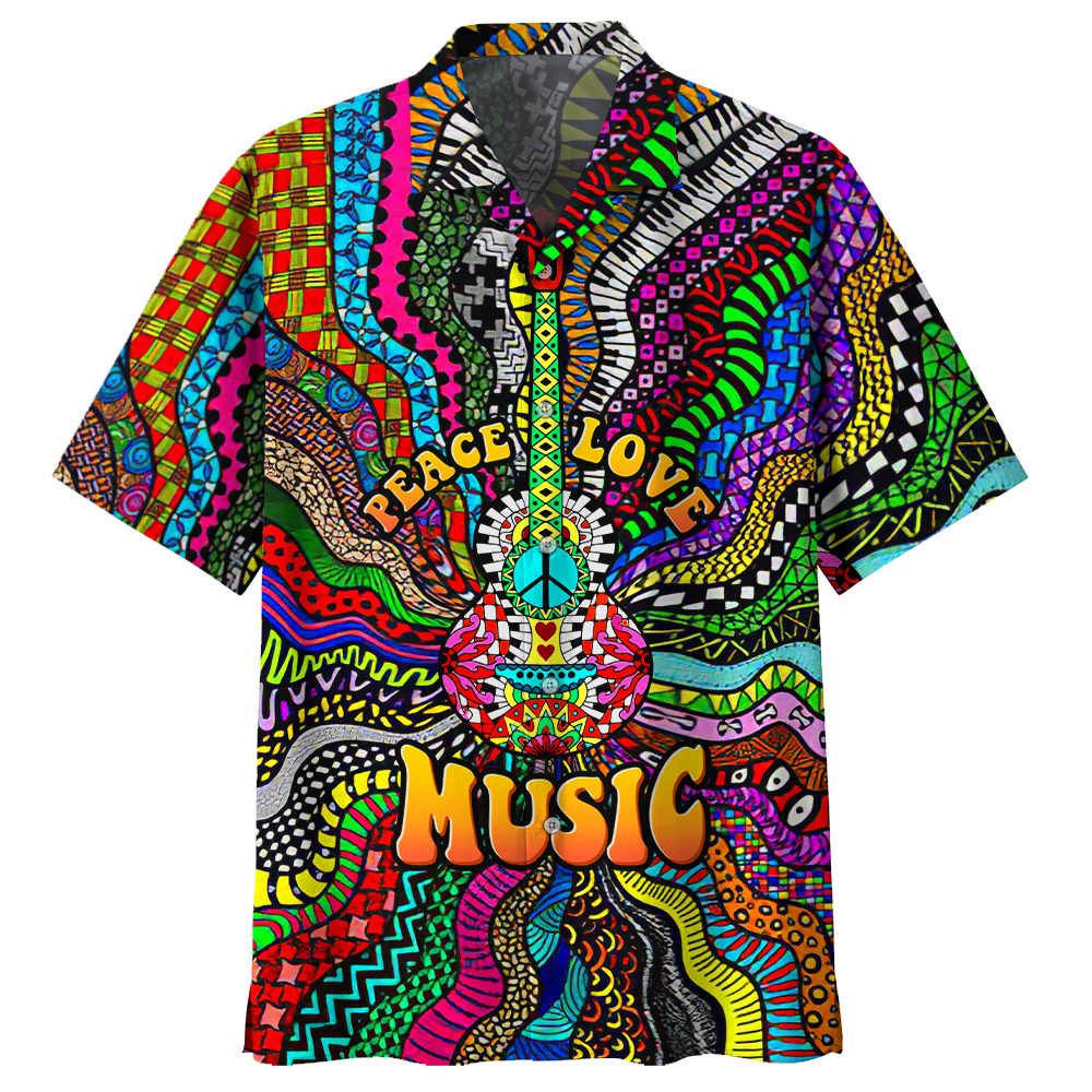 Hippie Peace Love Music Hawaiian Shirt And Short