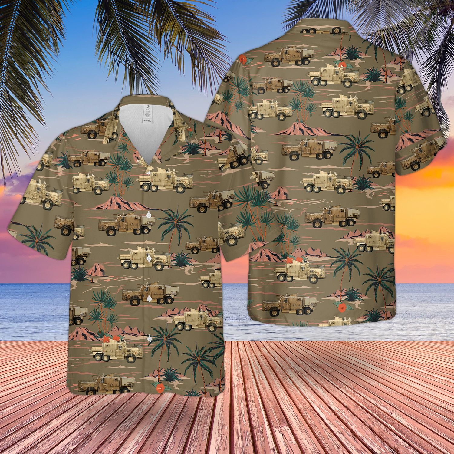 2 British Army Wolfhound Tactical Support Vehicle Hawaiian Shirt and short 1