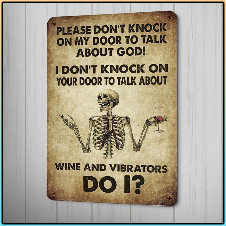 Skeleton Please dont know on my door to talk about God metal sign 3 Skeleton Please dont know on my door to talk about God metal sign 2