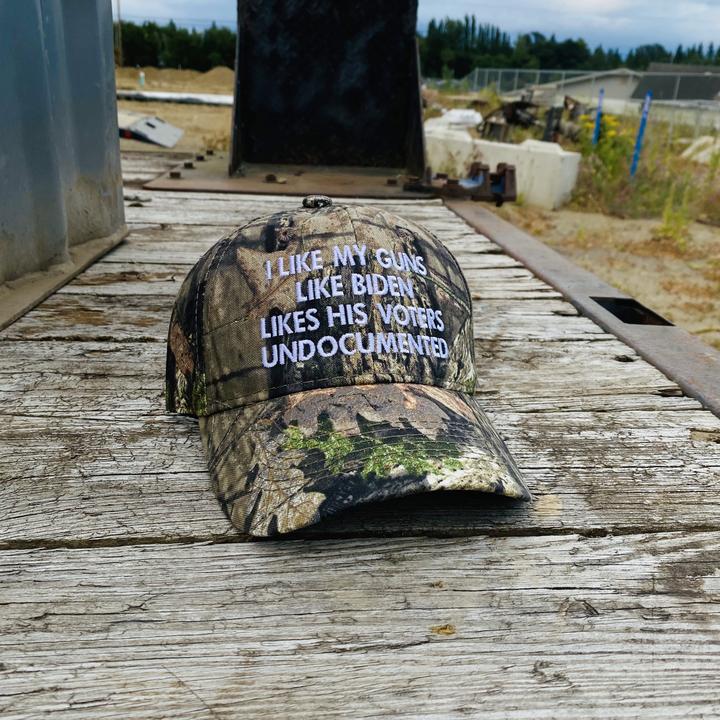 24 I Like My Guns Like Biden Likes His Voters Undocumented Cap Hat 1