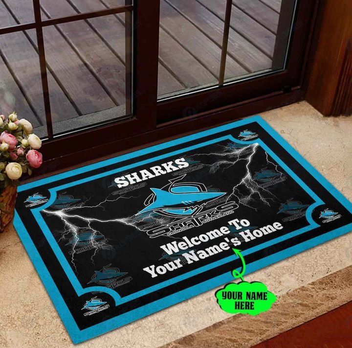 Cronulla Sutherland Sharks Personalized welcome to home Doormat 2 Cronulla Sutherland Sharks Personalized welcome to home Doormat