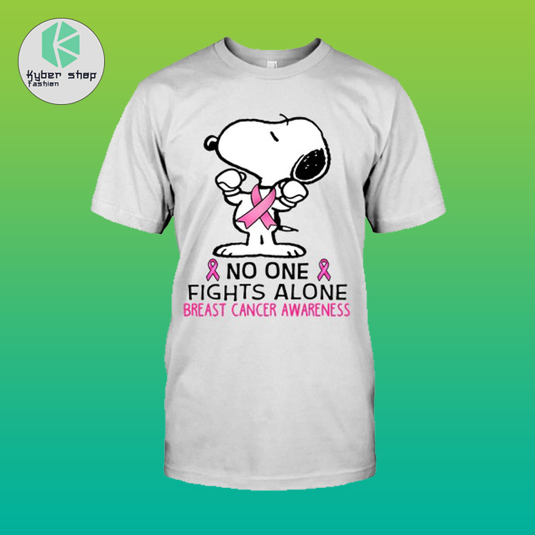 Snoopy no one fights alone breast cancer awareness shirt 2