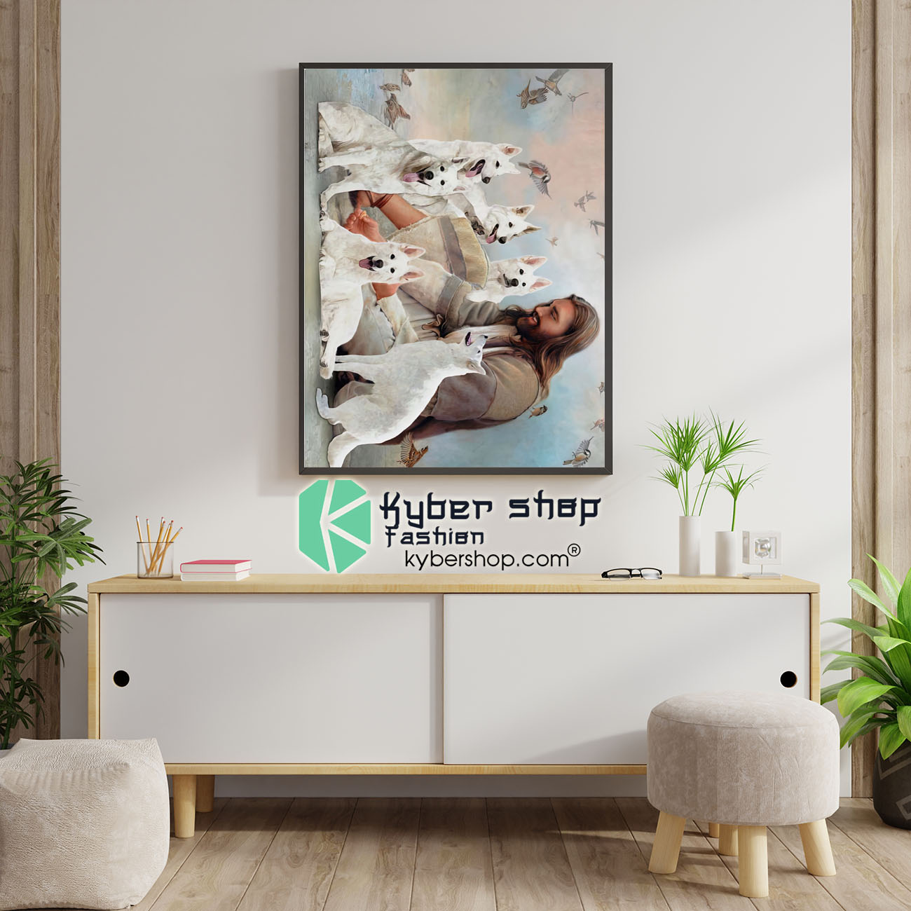 God surrounded by White Shepherd angels Poster 4 God surrounded by White Shepherd angels Poster 1