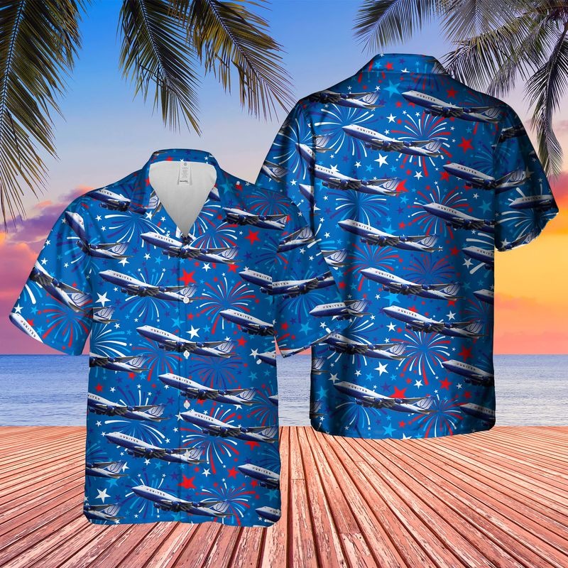 US Airlines 4 Boeing 747 422 4th of July Hawaiian Shirt 1 US Airlines 4 Boeing 747 422 4th of July Hawaiian Shirt