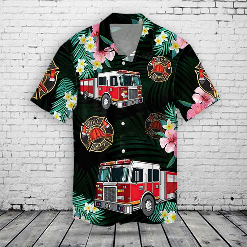 16 Fire Truck Hawaiian Shirt 1