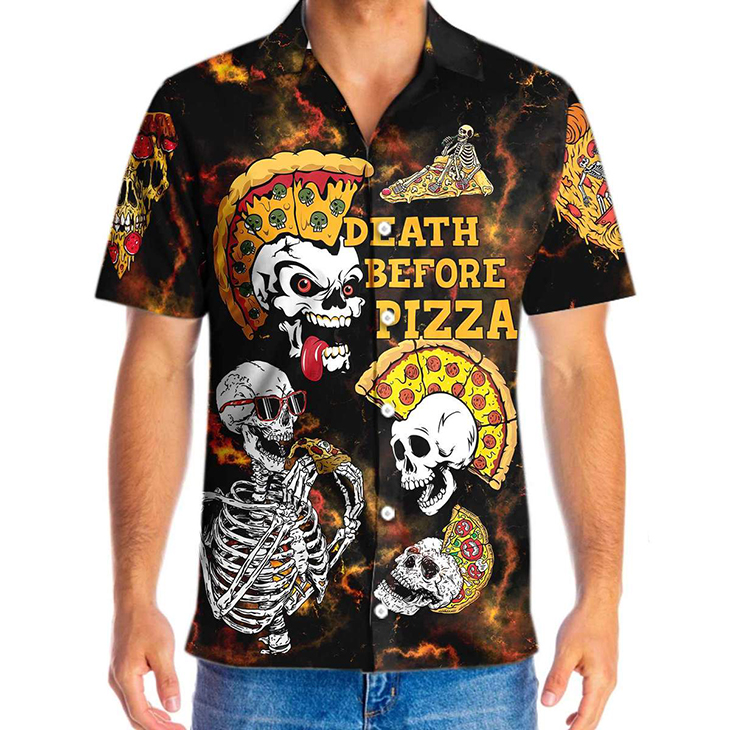 Skeleton Death Before Pizza Hawaiiian Shirt 4 Sekleton Death Before Pizza Hawaiiian Shirt2