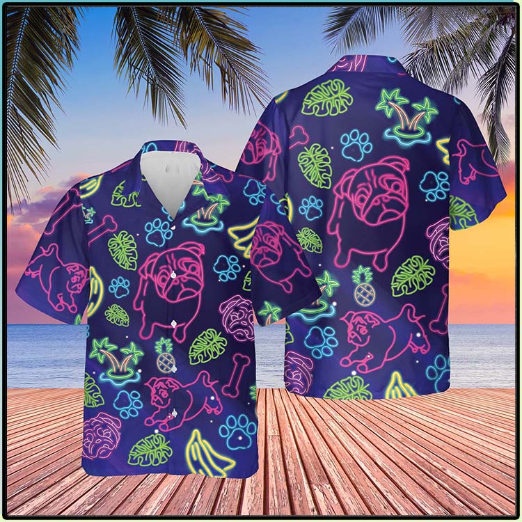 Pug neon light tropical Hawaiian Shirt 4 Pug Beautiful tropical light Hawaiian Shirt2