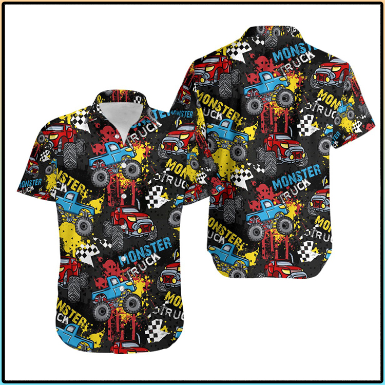 Monster Truck Hawaiian Shirt 3 Monster Truck Hawaiian Shirt1
