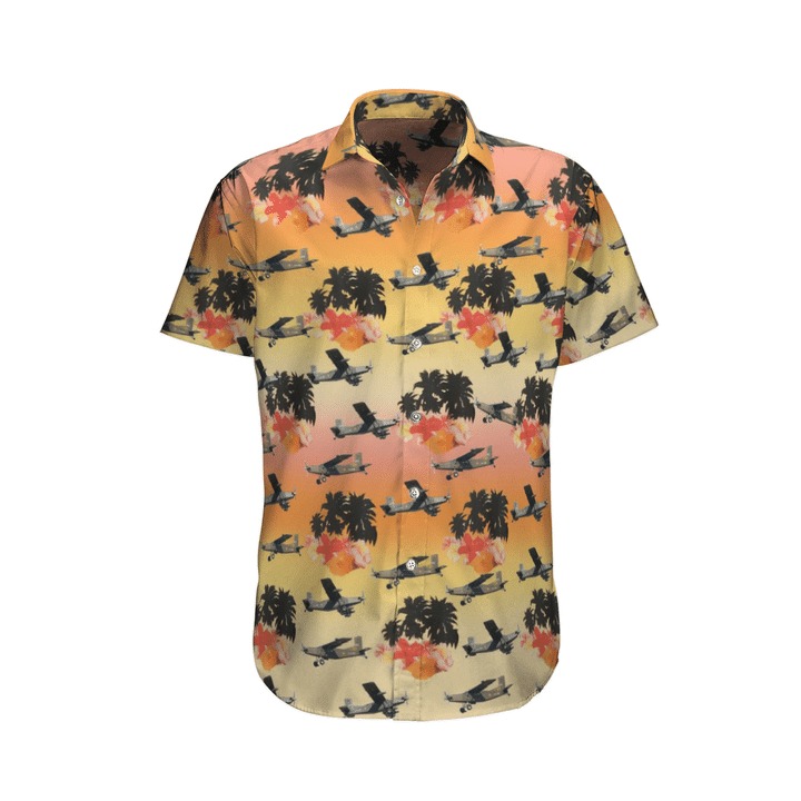 Pilatus Pc 6 French Army Sky Hawaiian Shirt And Shorts