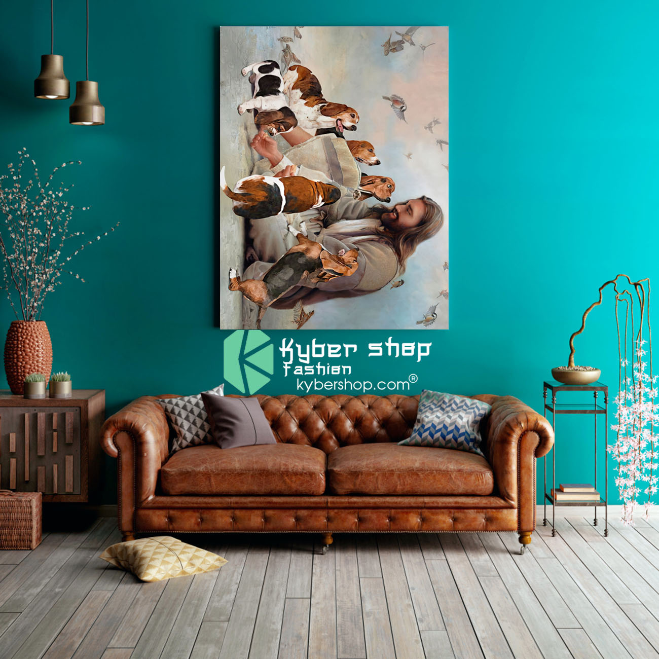 God surrounded by Basset Hound angels Poster 3 1