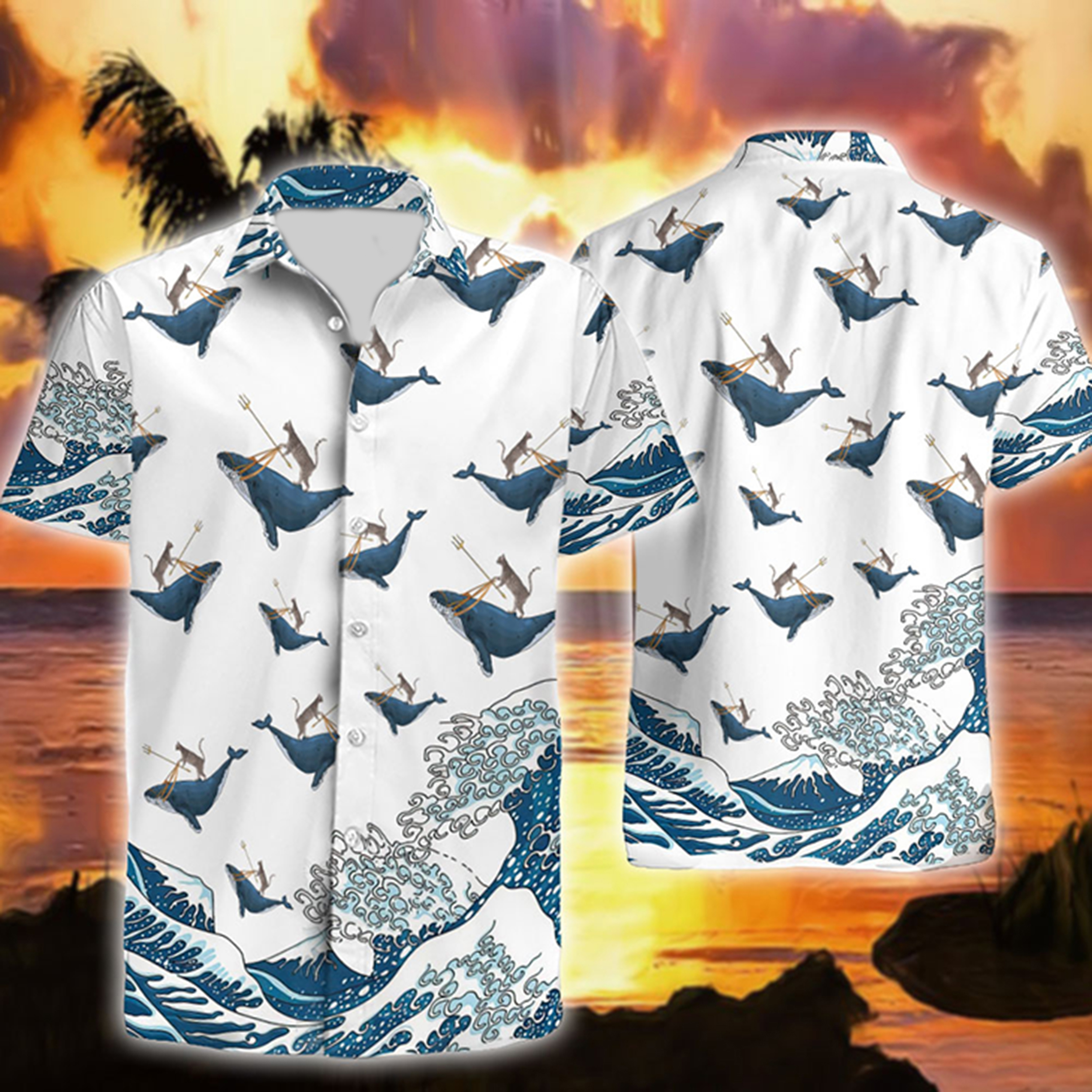 Cat Riding Whale Funny Hawaiian Shirt 10 Cat Riding Whale Funny Hawaiian Shirt
