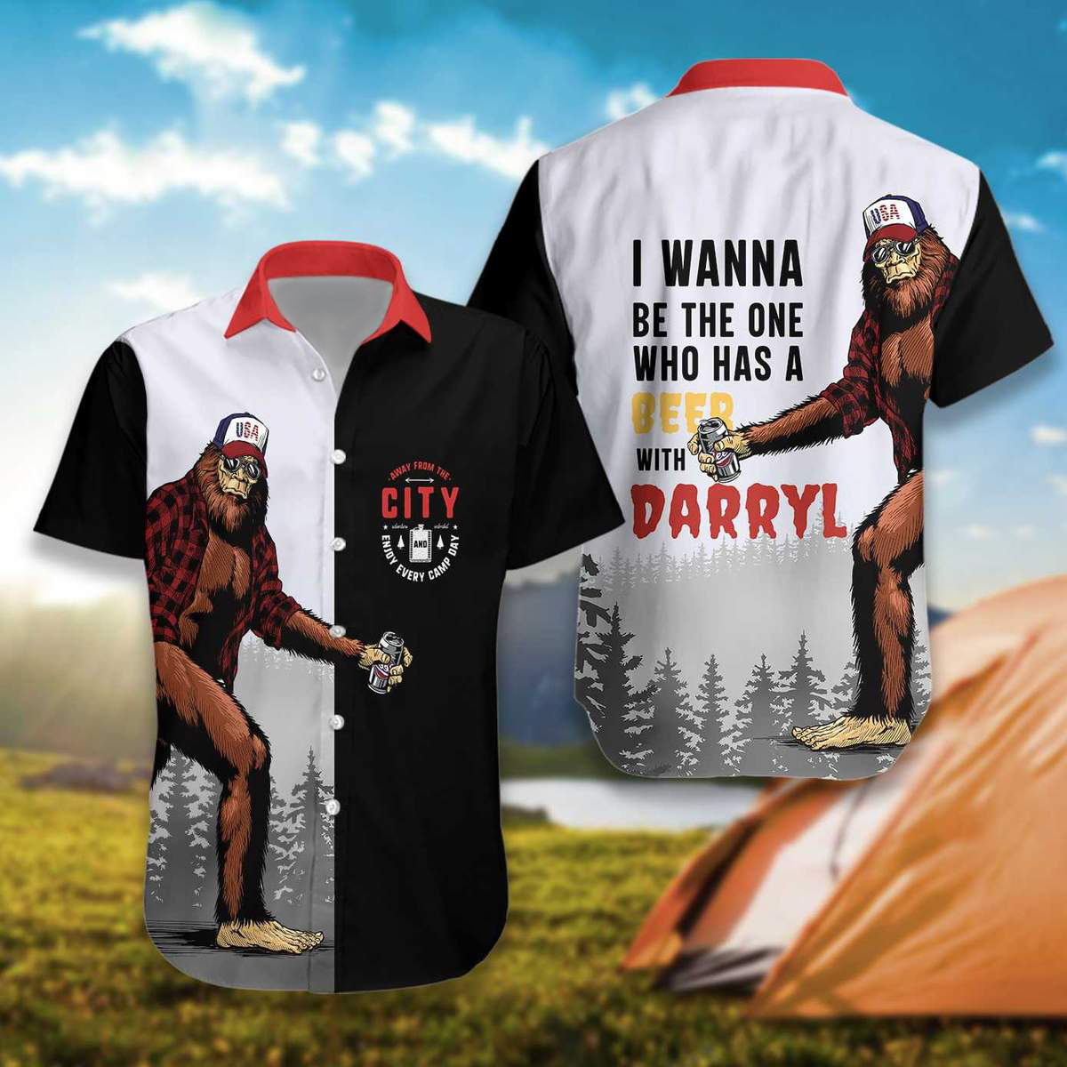 Bigfoot I Wanna Be The One Who Has A Beer With Darryl Hawaiian Shirt2