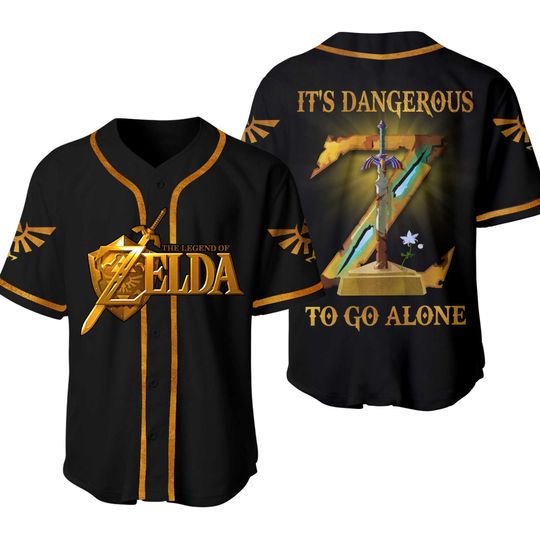 The Legend of Zelda Its Dangerous To Go Alone Baseball Jersey Shirt 3 4 The Legend of Zelda Its Dangerous To Go Alone Baseball Jersey Shirt 2