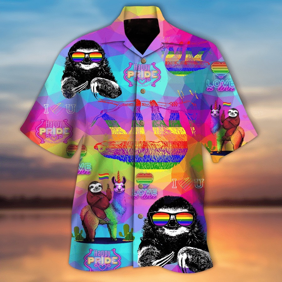Pride month LBGT sloth hawaiian shirt