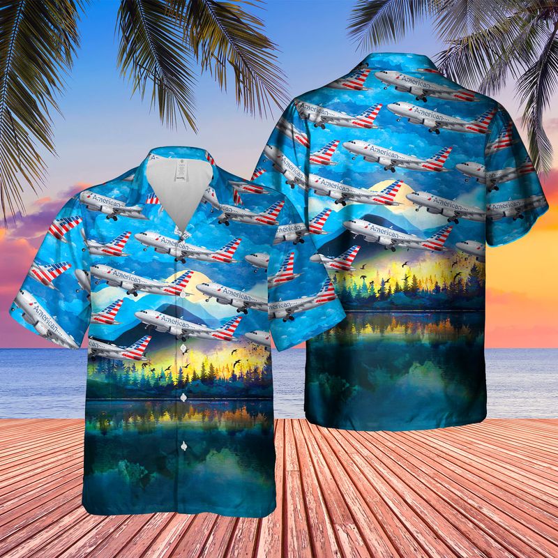 27 American Airlines Airbus A319 115 Dreamliner Hawaiian Shirt 1