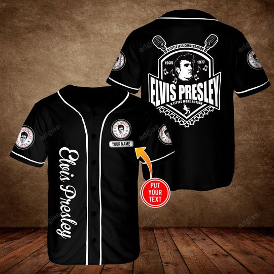 21 Elvis Presley A Little Less Conversation A Little More Action Custom Text Overprint Jersey 1