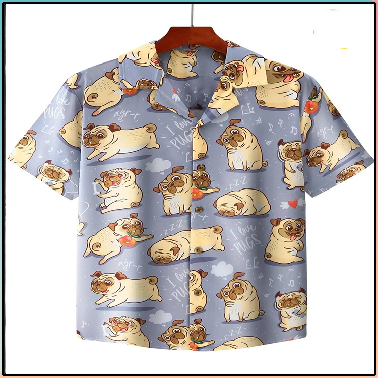 I Love Pugs Cute Hawaiian Hawaii Shirt2 1