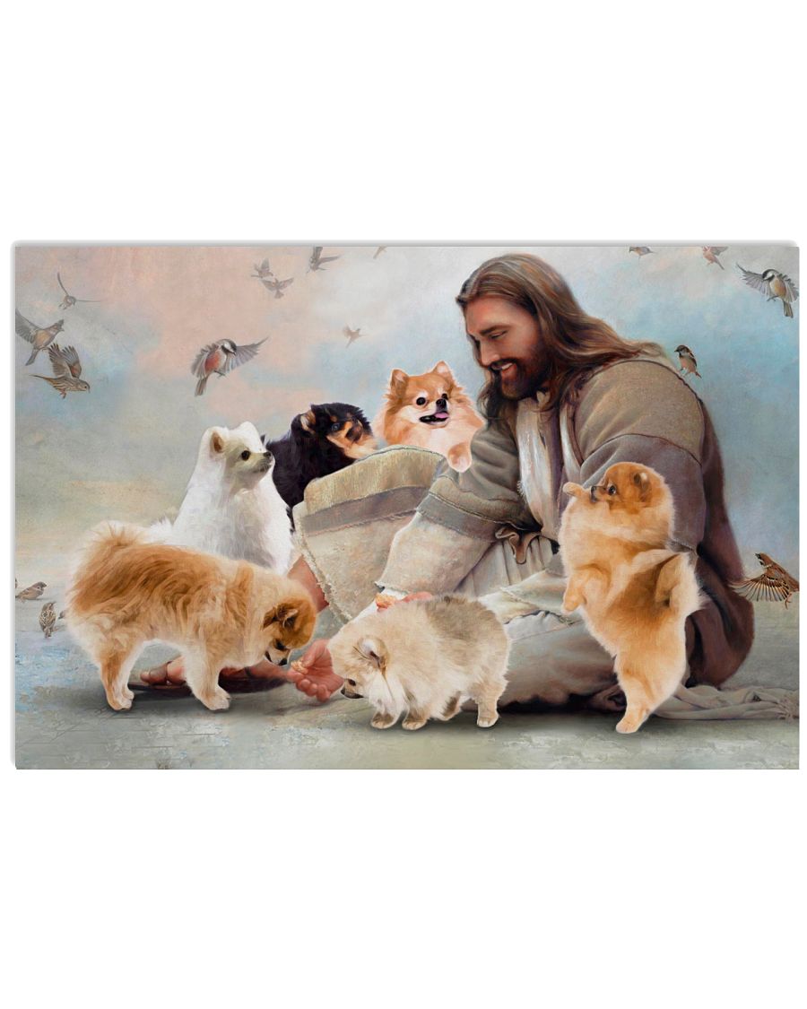 1 God surrounded by Pomeranian angels Gift for u Horizontal Poster 1