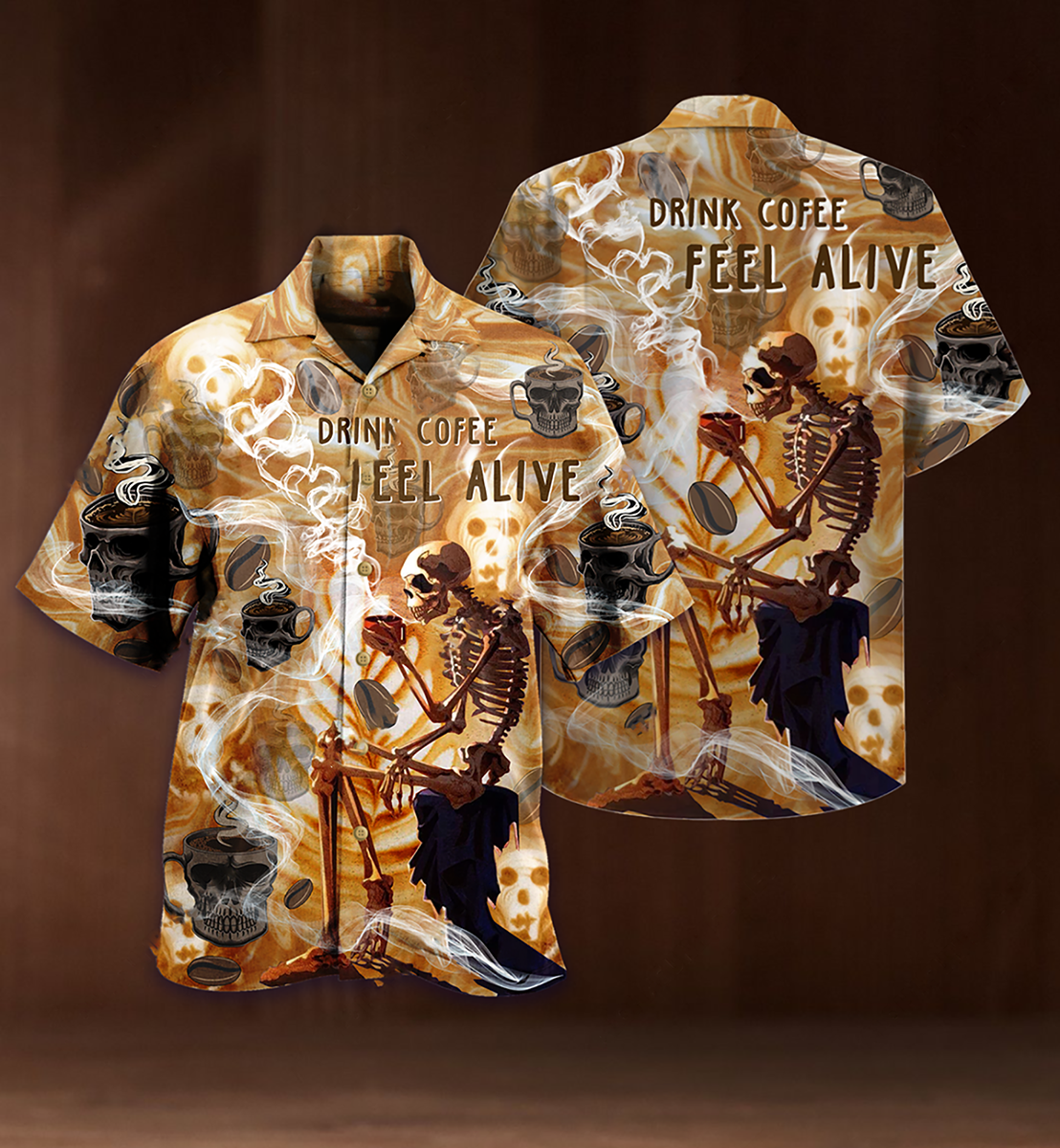 Skull drink coffee feel alive hawaiian shirt - LIMITED EDITION 11 13.1 4