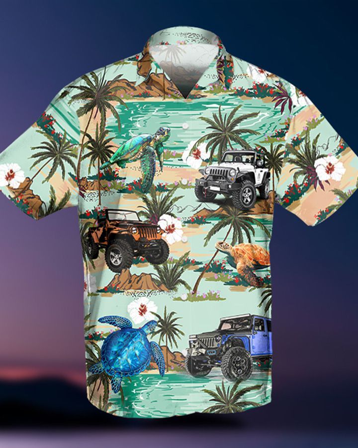 3 Jeep ocean tropical turtle hawaiian shirt and short 1 1