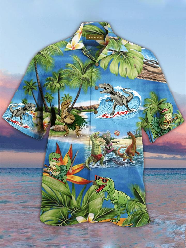 4 Dinosaur Coconut tree hawaiian shirt 1 1