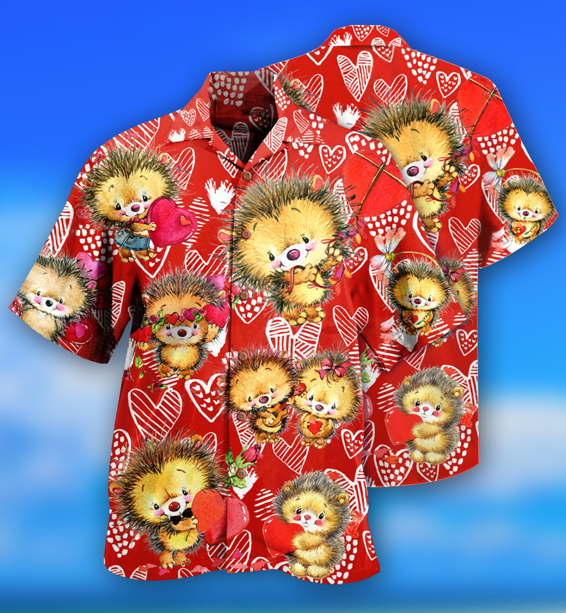 Cute hedgehog on valentines day hawaiian shirt - LIMITED EDITION 11 6.1 3