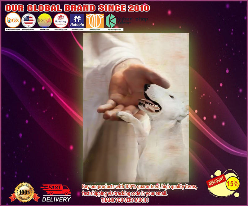 Jesus God Bull Terrier take my hand canvas
