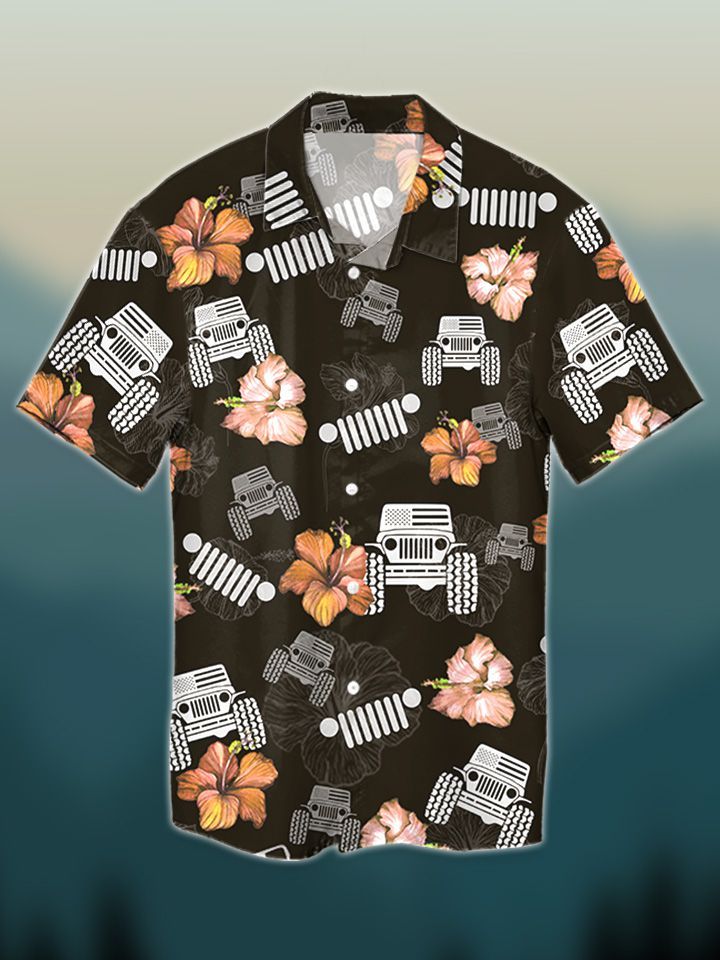 9 Jeep hibiscus tropical hawaiian shirt and short 1 1