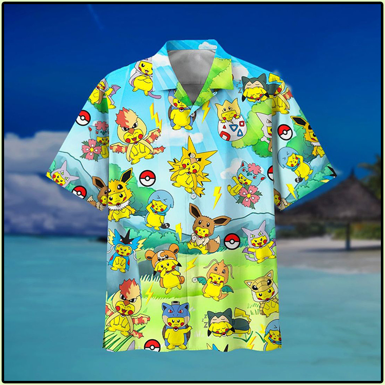 Pikachu Pokemon Summer Hawaiian Shirt 5 Pikachu Tropical Pokemon Summer Vacation Hawaiian Shirt5