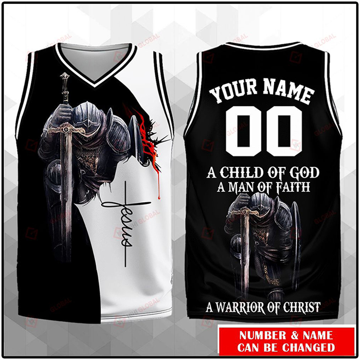 A Child Of God A Man Of Faith A Warrior Of Christ Custom Name Basketball Jersey Shirt3