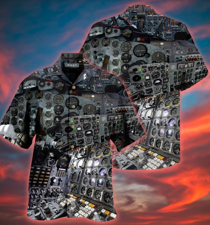 A pilot clock hawaiian shirt