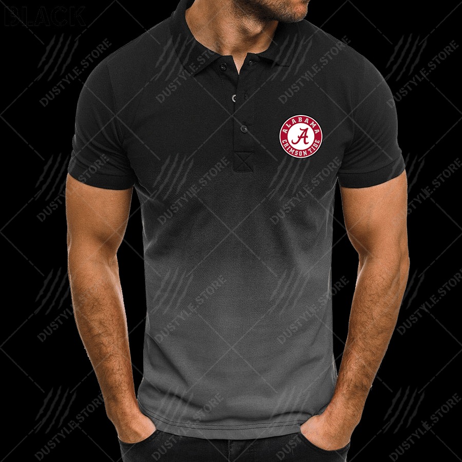 Alabama Crimson Tide football men gradient polo shirt 2 Alabama Crimson Tide football men gradient polo shirt