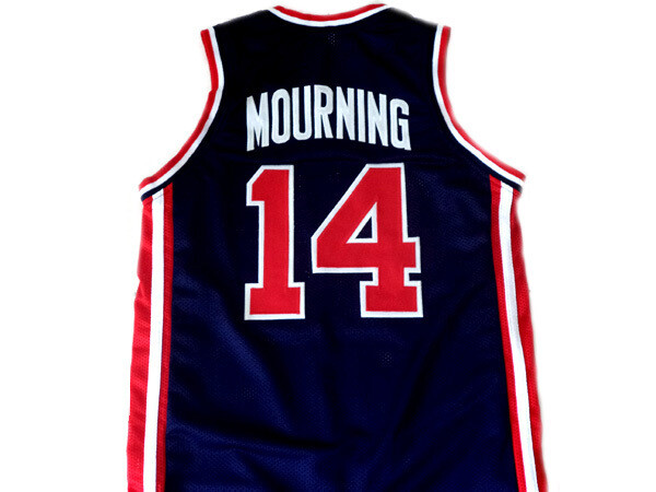Alonzo Mourning 14 Team USA Basketball Jersey Navy Blue