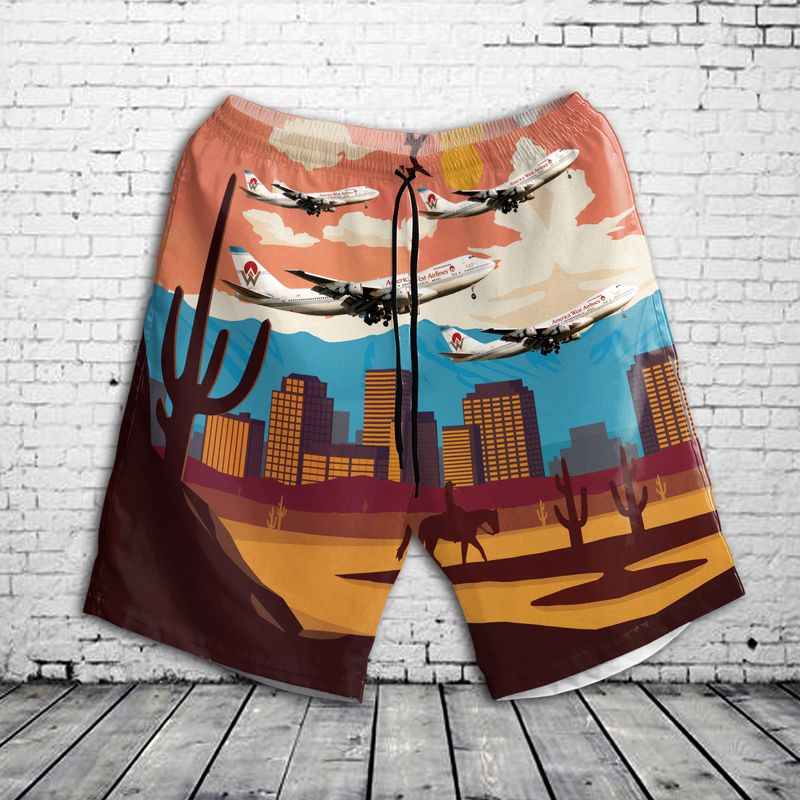 America West Airlines Boeing 747 200 Hawaiian Shirt 2