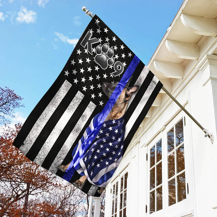 Belgian Malinois K9 Police Dog Flag 4 American Flag Belgian Malinois K9 Police Dog Blue Line Flag2