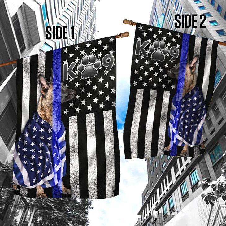 Belgian Malinois K9 Police Dog Flag 5 American Flag Belgian Malinois K9 Police Dog Blue Line Flag3