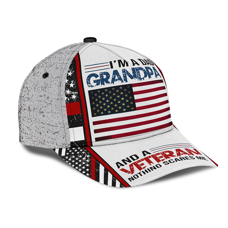 American Flag Im A Dad Grandpa And A Veteran Nothing Scares Me Cap 2