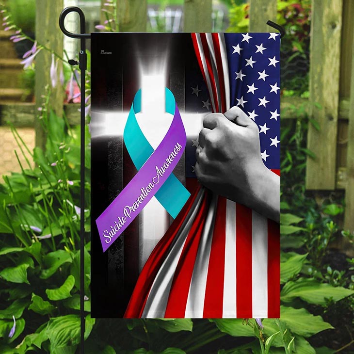 American Flag Suicide Prevention Awareness Cross Flag4