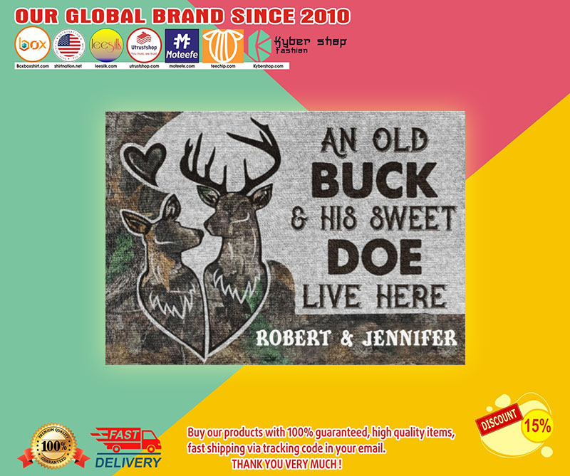 An old buck and his sweet doe live here custom personalized name doormat 9 Anoldbuckandhissweetdoeliveherecustompersonalizednamedoormat