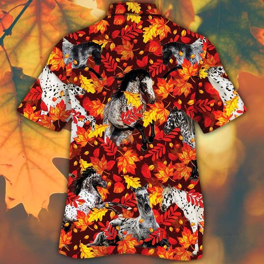 Appaloosa horse lovers autumn red leaves hawaiian shirt1